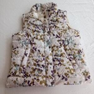 Eddie Bauer Women's Med Down Puffer Vest Zip/Snap Front Animal Print